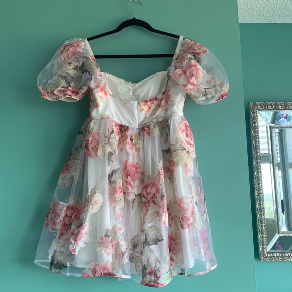 Rose Print Babydoll Dress - Picture 4 of 6